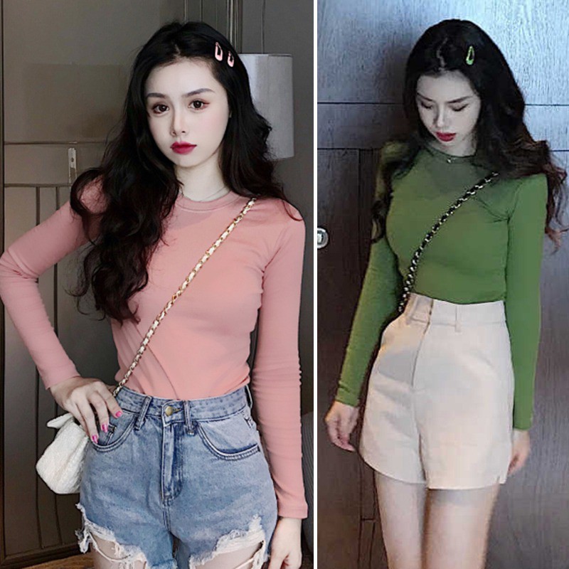 Áo thun nữ tay dài dáng ôm thời trang
