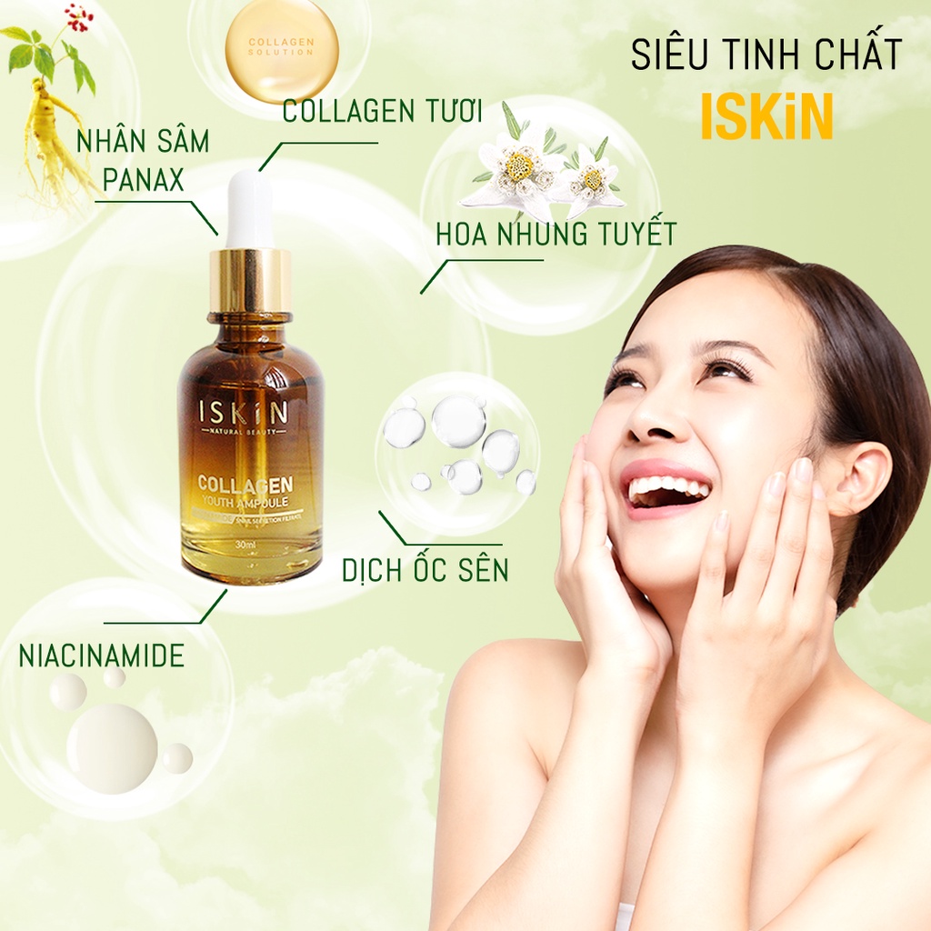 Combo 2 Hộp Serum Dưỡng Trắng Da ISKIN 30ml - Dưỡng Trắng và Trẻ Hóa Da, Cấp Ẩm Căng Mịn Da