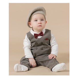 [LITTLETINI] BỘ VEST CHO BÉ TRAI WYMAN: 2ÁO+ QUẦN+ NƠ