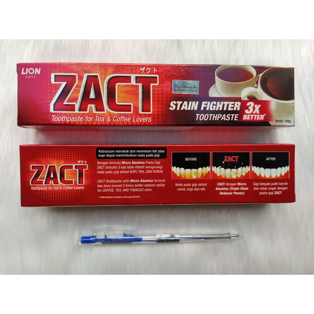 Combo 2 tuýp kem đánh răng Zact 190g (Lion) nhập khẩu