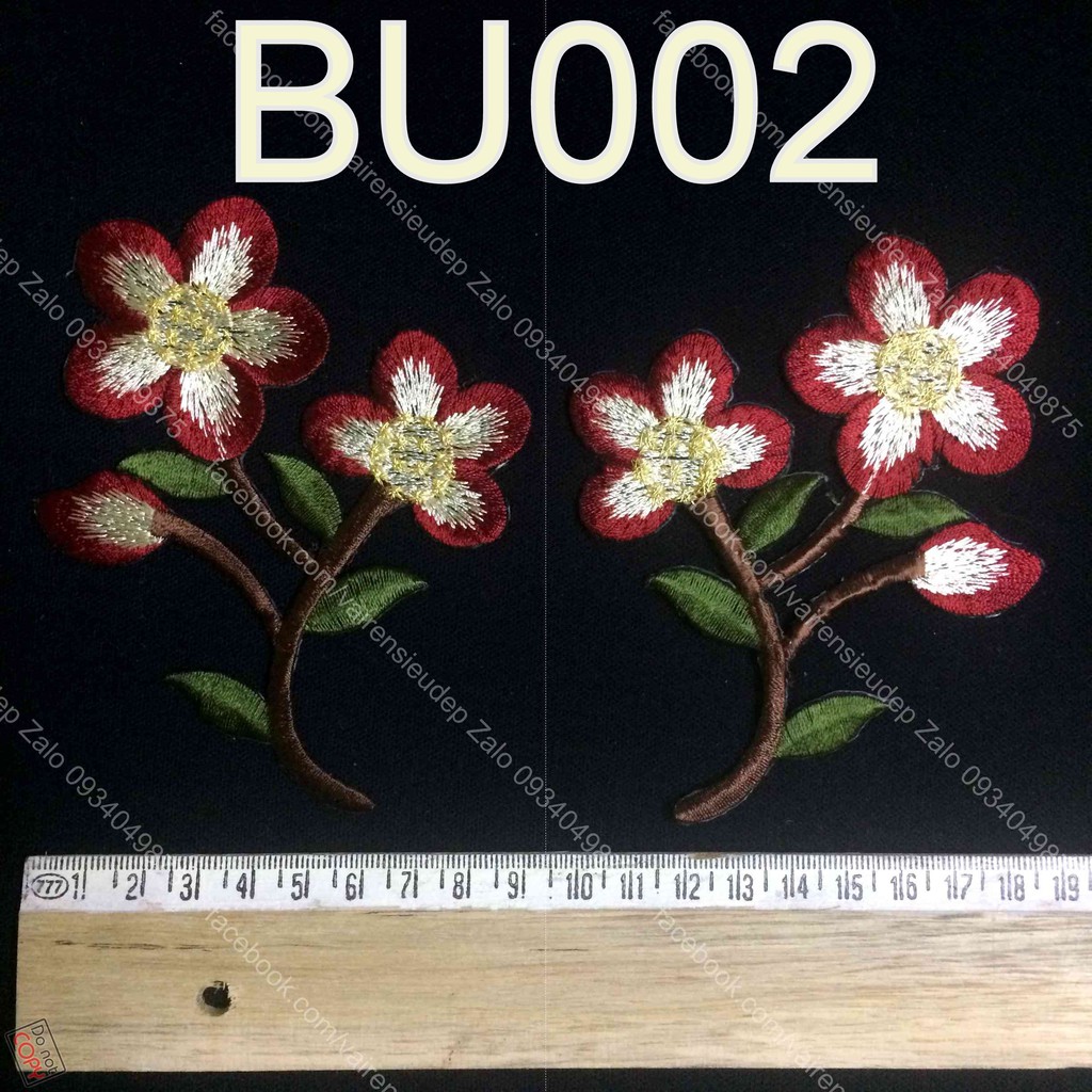1 cặp 2 bông mai ủi - BU002 - Đỏ trắng
