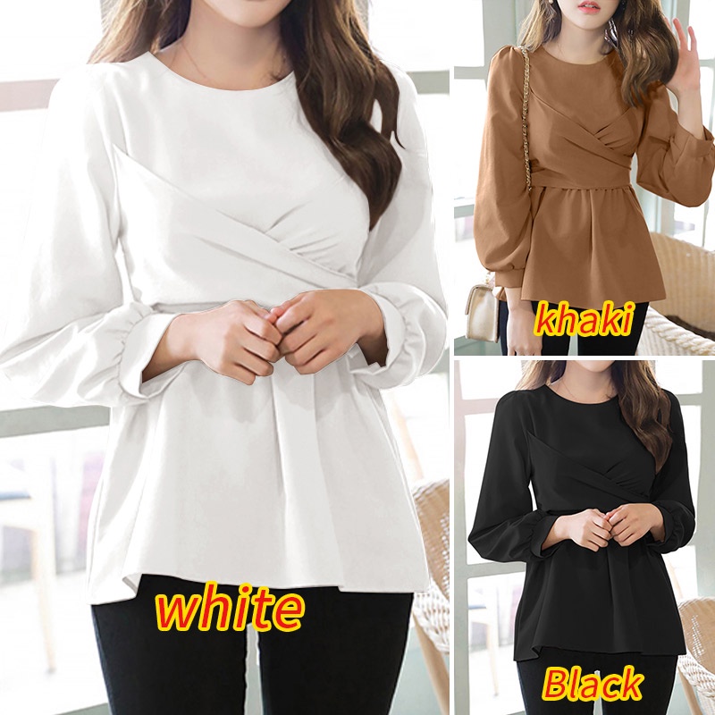 Áo nữ ZANZEA tay dài cổ tròn thời trang thanh lịch