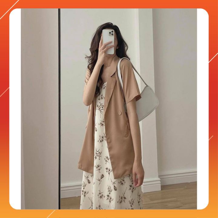 Áo Khoác Nữ Blazer Mùa Thu Cộc Tay Vintage 2021 Blazer Ulzzang