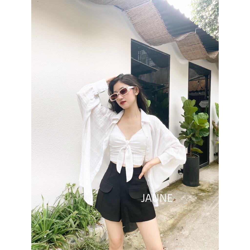 Áo sơ mi khoác ngoài kèm áo hai dây JAUNE- MONNY SET