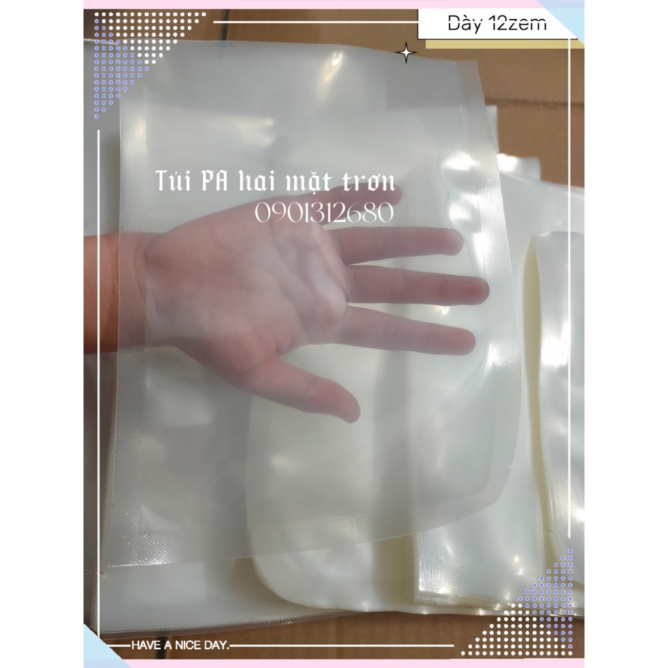 1kg 12zem_Túi hút chân không túi PA đựng thực phẩm hai mặt trơn bóng