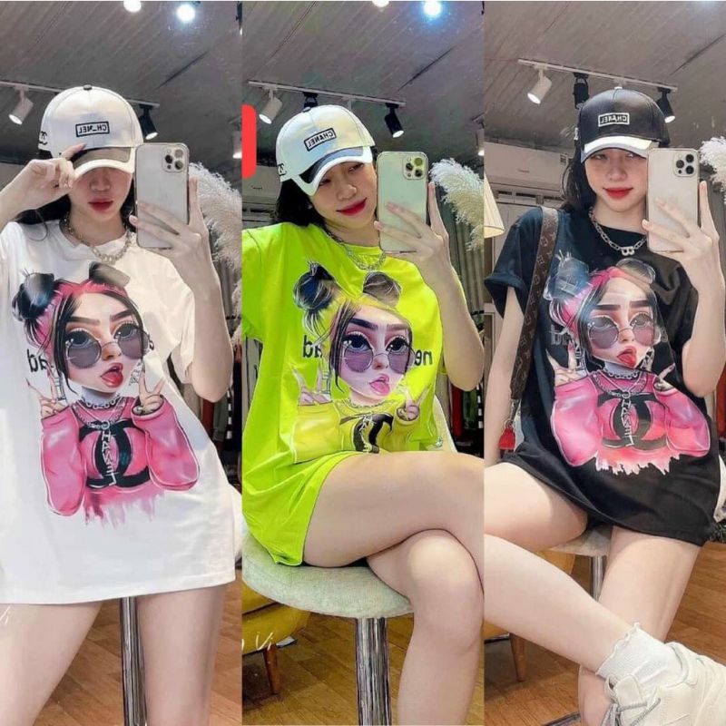 Áo phông nữ form rộng Cô gái búi Tóc  xuất xịn polo Hàn Quốc thời trang Hè 2022 cá tính Nam nữ unisex Ullzang