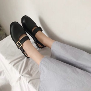 Giày Da Hở Gót Ulzzang