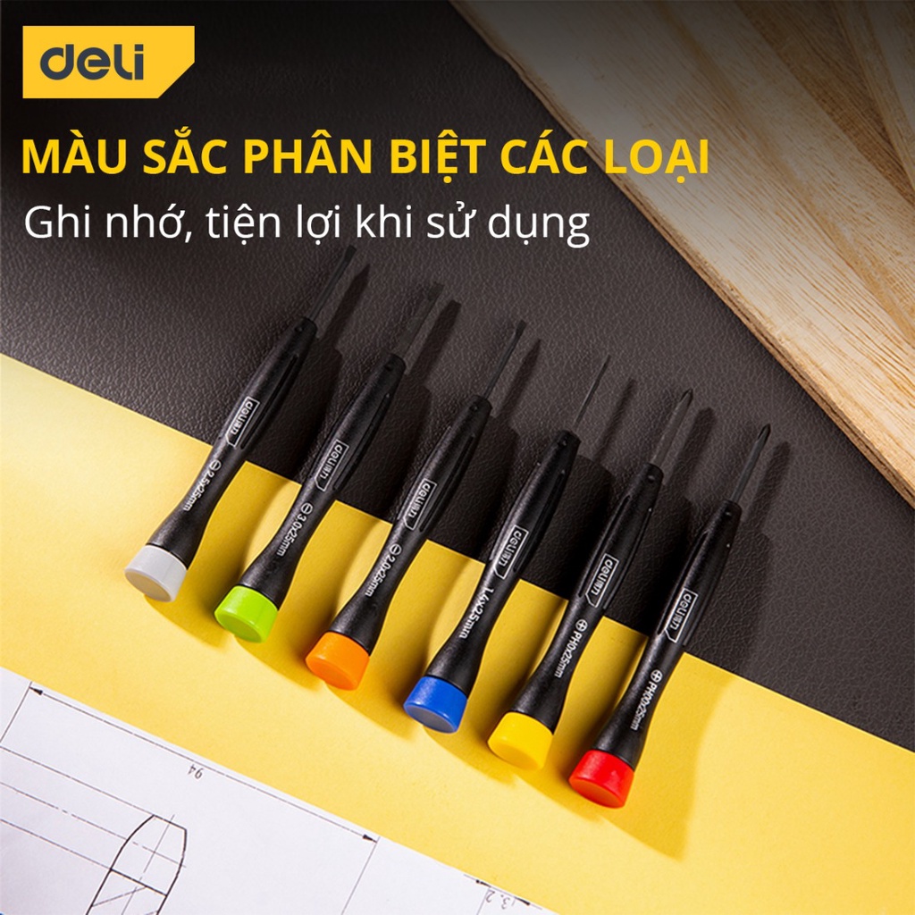 Bộ Tua Vít Đa Năng Deli Nhiều Màu Sắc Dễ Phân Biệt, Sử Dụng Cho Nhiều Kích Cỡ, Sửa Chữa Đồng Hồ, Linh Kiện - DL240006