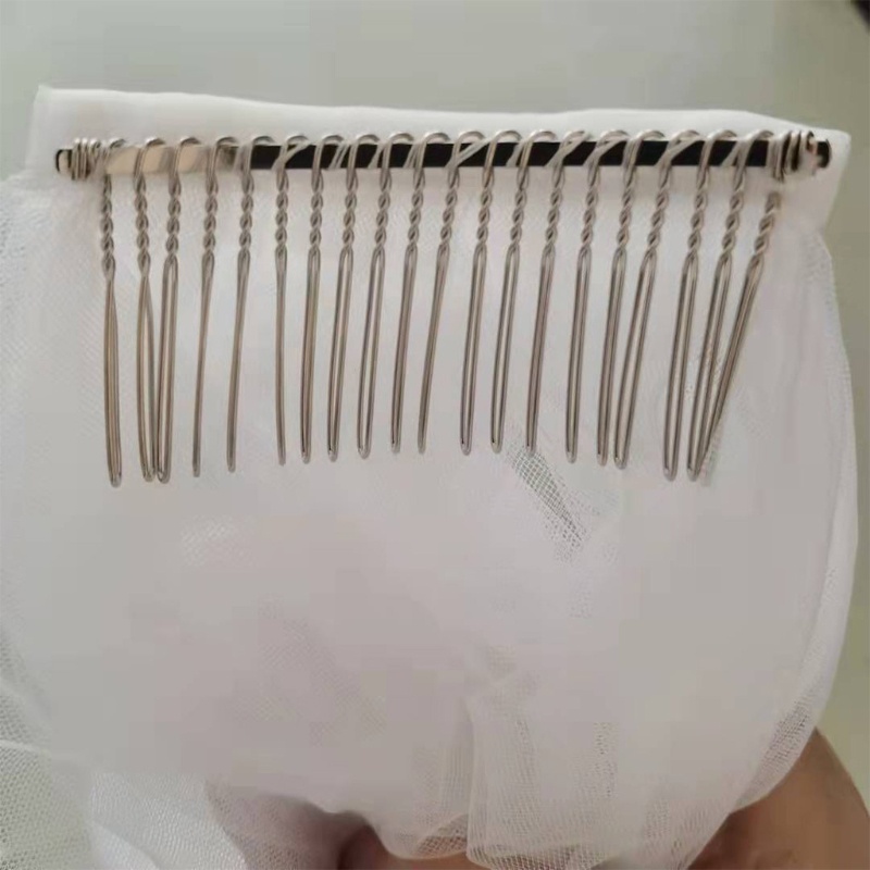 Mạng Che Mặt Cho Cô Dâu Với Lược Kim Loại Cắt 2 Tầng