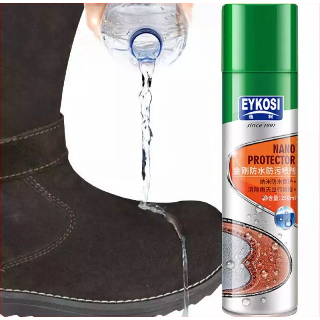 Bình xịt giày chống thấm nước chống bẩn EYKOSI nano bạc 250ml, chai xịt chống thấm nước mưa giày dép, quần áo, túi xách