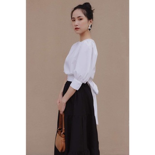 ÁO CỔ TRÒN THẮT NƠ SAU LƯNG