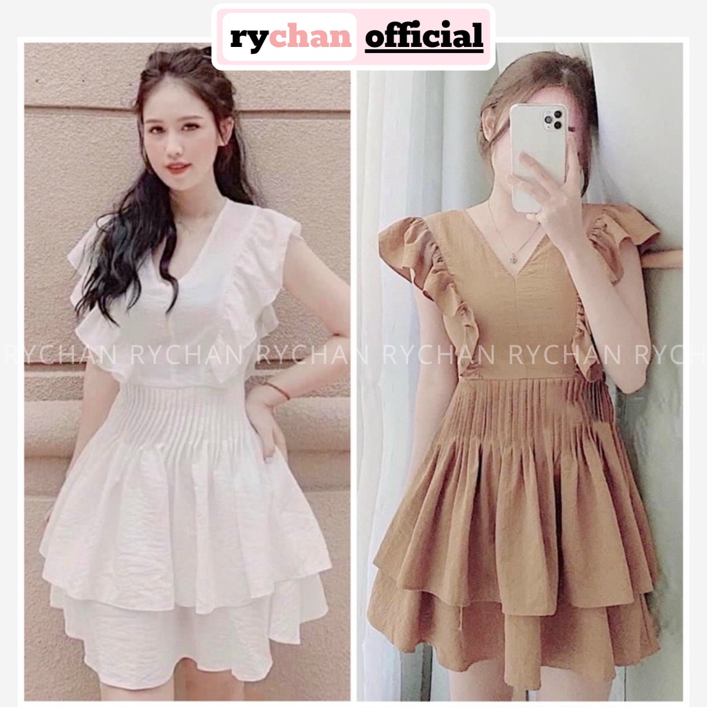 Đầm Nữ Đi Chơi Cổ V Cánh Tiên 2 Tầng Cực Tôn Dáng Màu Trắng Kem [ẢNH THẬT CUỐI] - DX9810