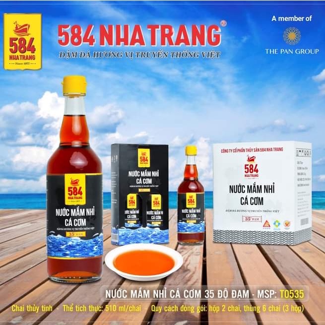 Thùng 6 chai Nước mắm Nhỉ Cá cơm 35 độ đạm- 584 Nha Trang -  Chai thủy tinh 500ml, Date luôn mới nhất