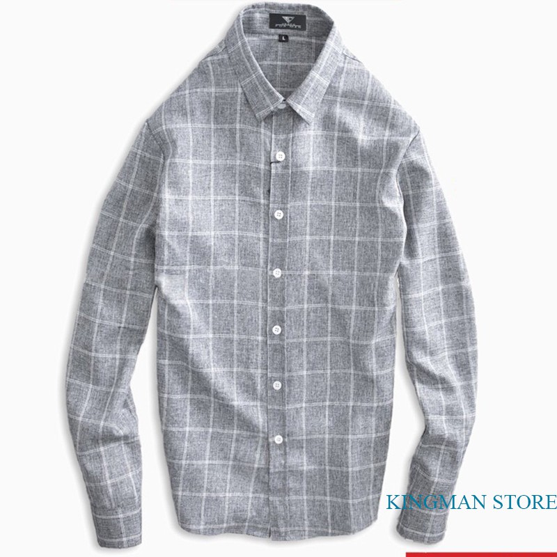 Áo Sơ Mi Nam Vải Đũi Cao Cấp, Áo Sơ Mi Ca Rô Dài Tay Chất Liệu Đũi Mềm Mịn Không Nhăn Mặc Rất Thoáng Mát - KINGMAN STORE