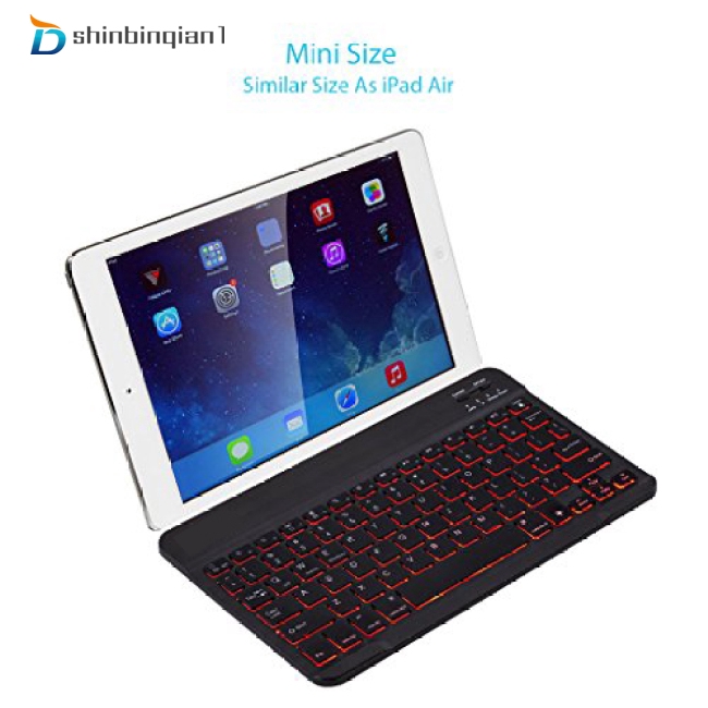 Universal Slim Portable Wireless Bluetooth 7-Colors Backlit Keyboard with Built in Rechargeable