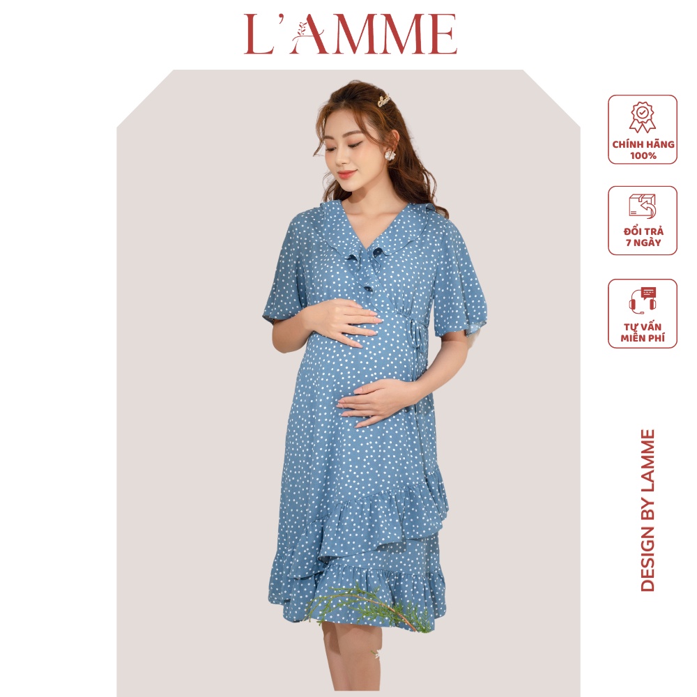 Đầm bầu Tini Dress chấm bi bèo cổ, kiểu dáng điệu đà thiết kế by LAMME