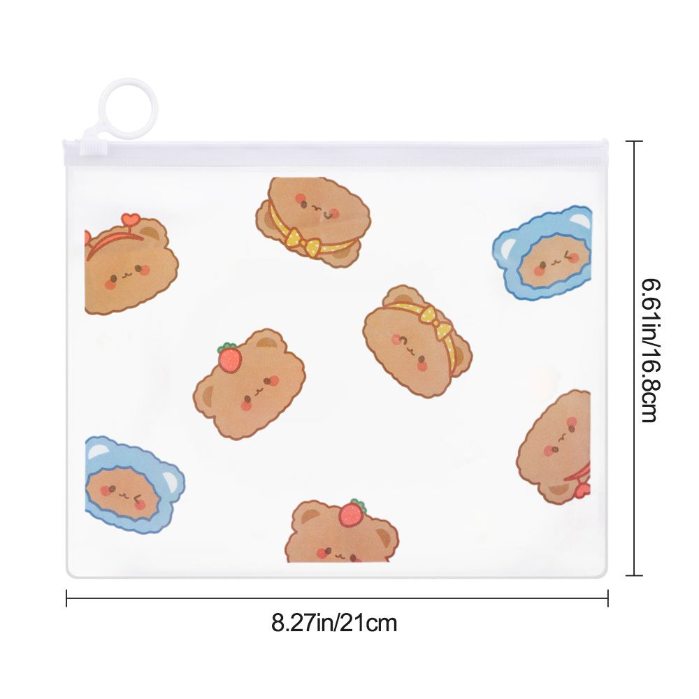 Túi đựng bút trong suốt hình gấu hoạt hình có nhẫn đeo ngón tay chống thấm nước