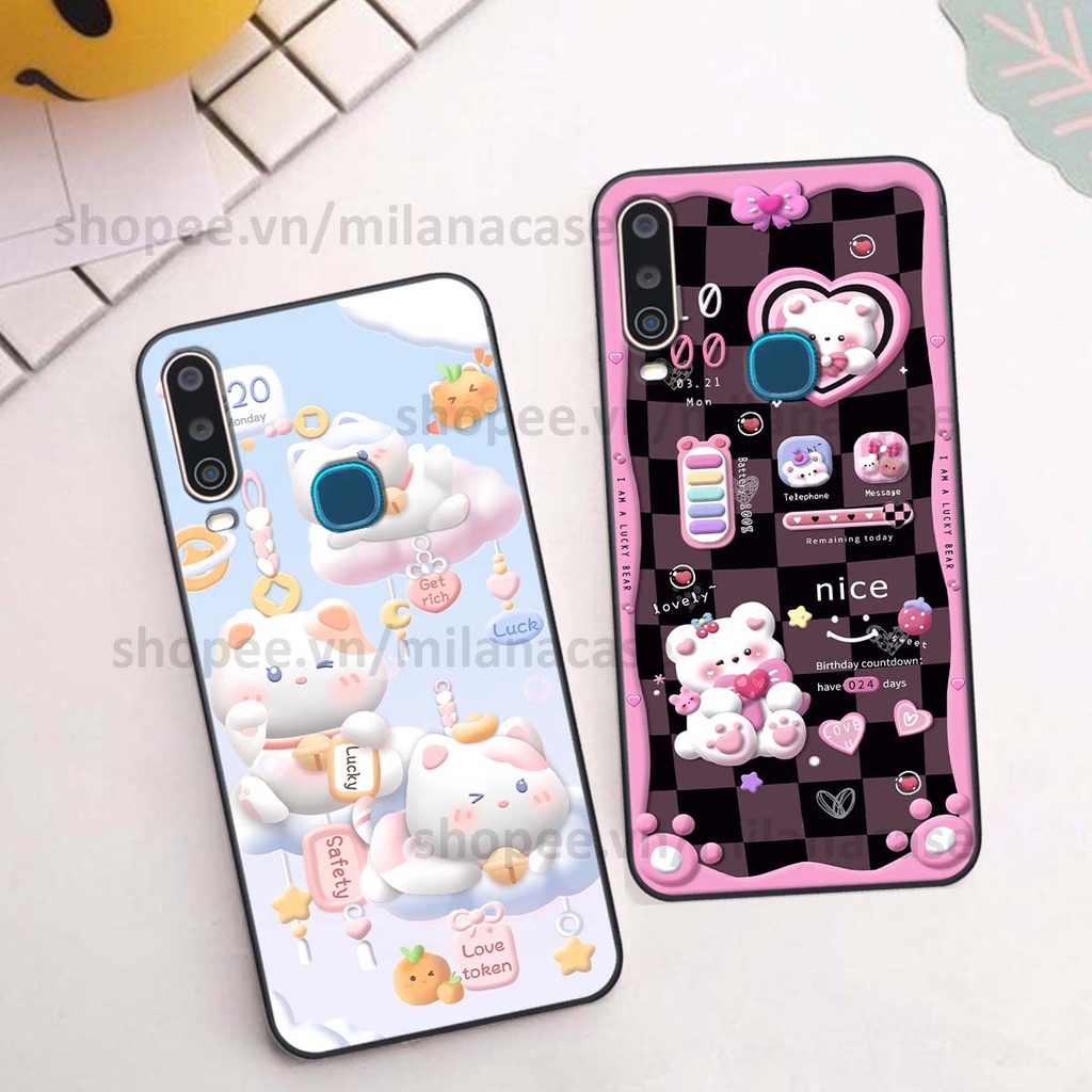 Ốp Vivo U10 / Y12 / Y15 / Y17 hình đồng hồ icon gấu mèo cute cực dễ thương ngộ nghĩnh