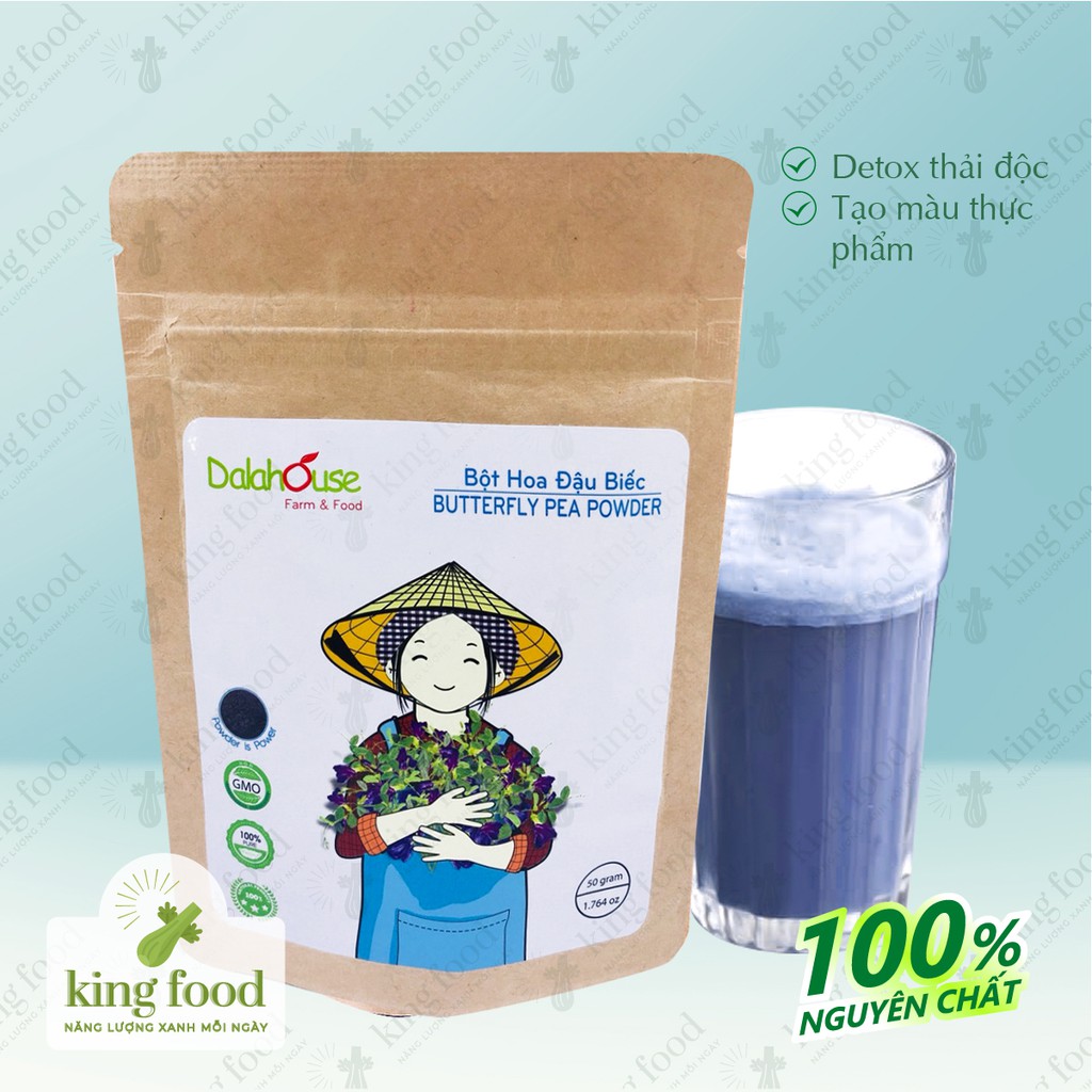 Bột Hoa Đậu Biếc Dalahouse 100% nguyên chất, detox thải độc và tạo màu thực phẩm - Túi 50g