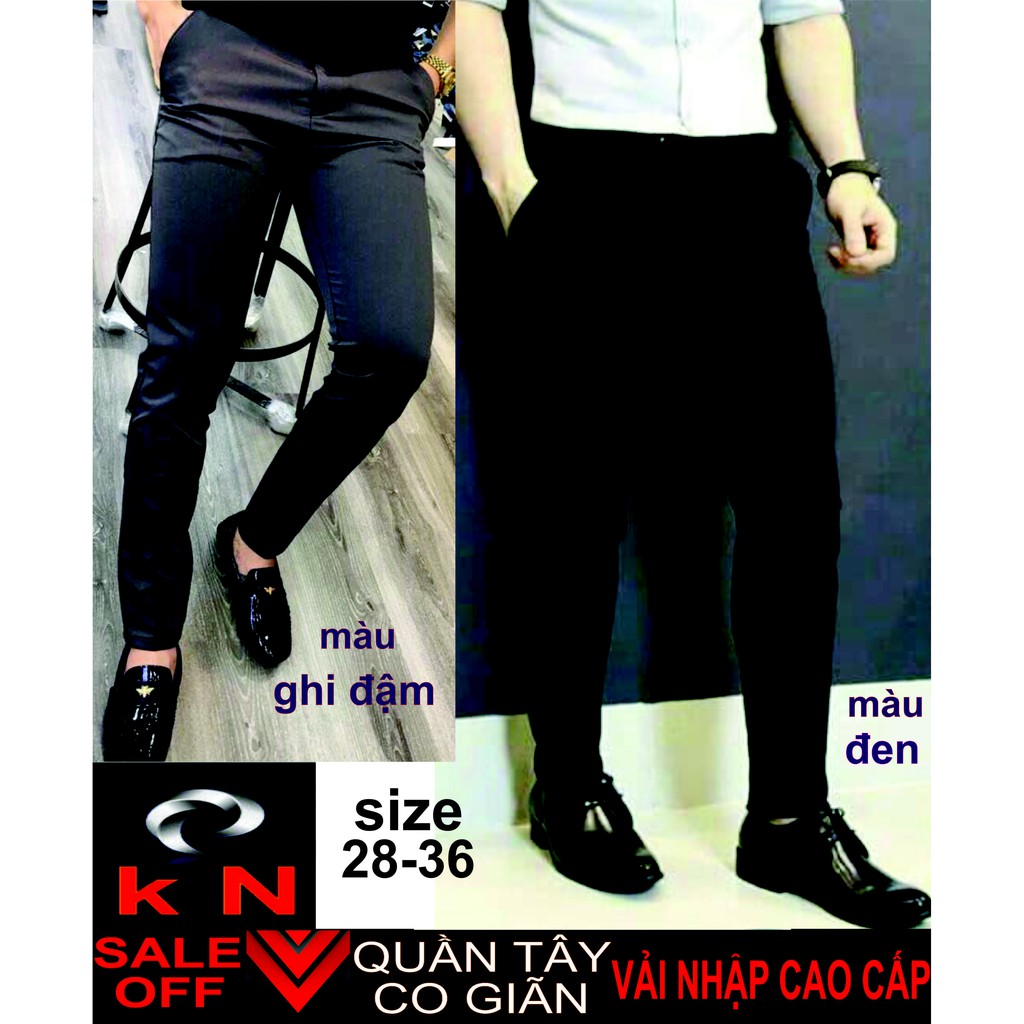 quần tây âu nam 2 màu đen, ghi đậm (tặng kèm khẩu trang su 3D)công sở cao cấp vải mịn co giãn phong cách