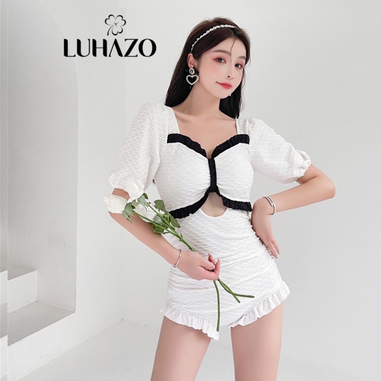 Bikini 2 mảnh dài tay cạp cao chất đẹp quảng châu kiểu váy ulzzang Hàn Quốc LUHAZO 9339 DK2T302