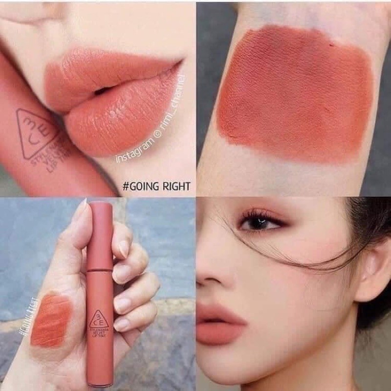 (CAM KẾT AUTH, TEM HIDDEN TAG) Son kem lì 3CE Velvet Lip Tint #Going Right Màu Cam Hồng Đất | BigBuy360 - bigbuy360.vn