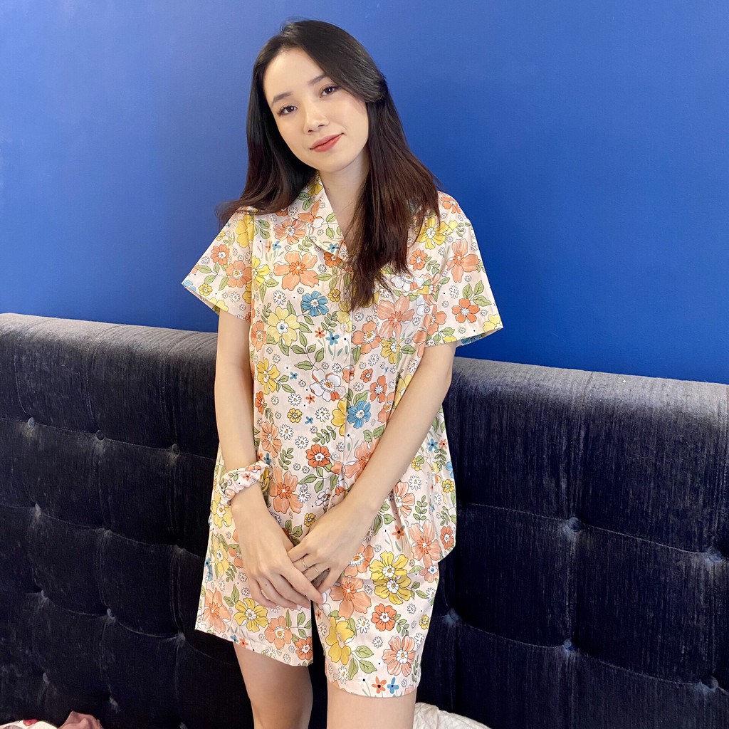 [FREESHIP] Bộ ngủ pijama - chất thô họa tiết hoa nhiều màu