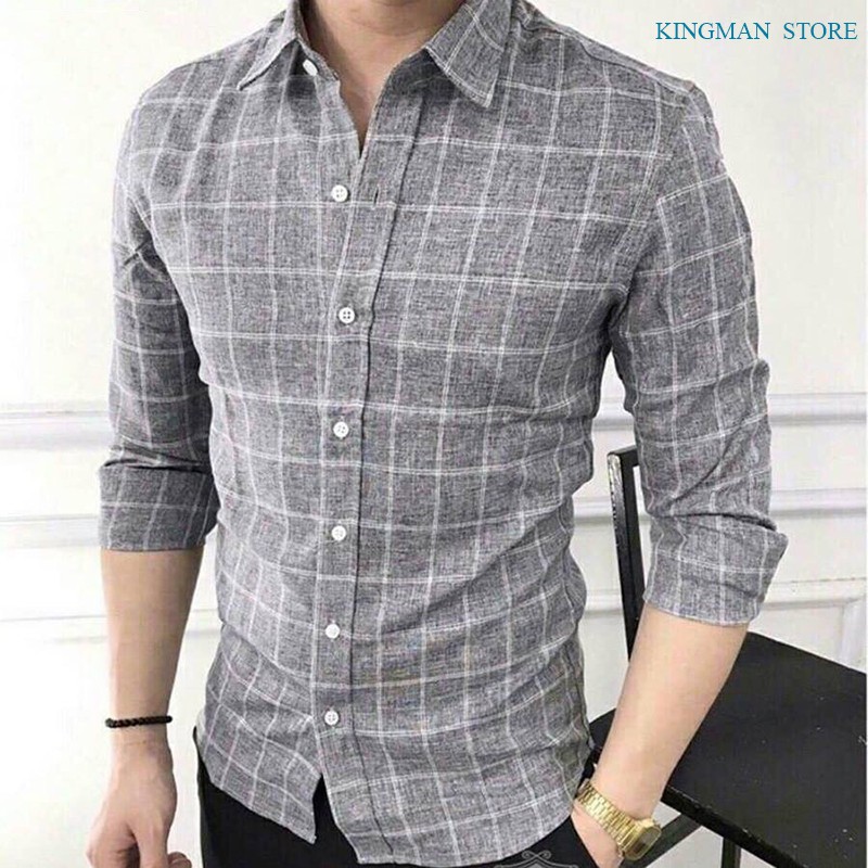 Áo Sơ Mi Nam Vải Đũi Cao Cấp, Áo Sơ Mi Ca Rô Dài Tay Chất Liệu Đũi Mềm Mịn Không Nhăn Mặc Rất Thoáng Mát - KINGMAN STORE | BigBuy360 - bigbuy360.vn