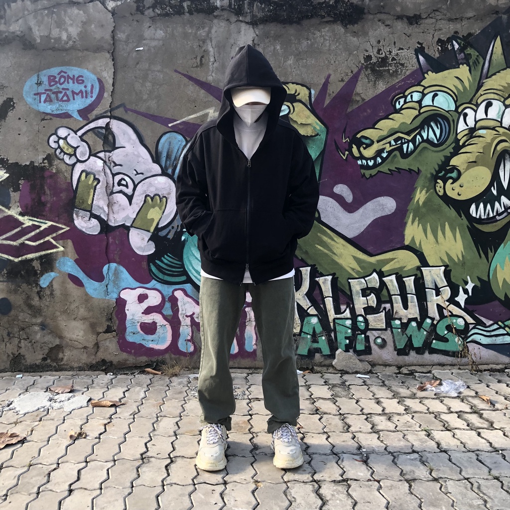 Áo khoác hoodie zipper 2 chiều DATINO 100% Cotton thun da cá dây kéo dày nặng, không xù không bám lông