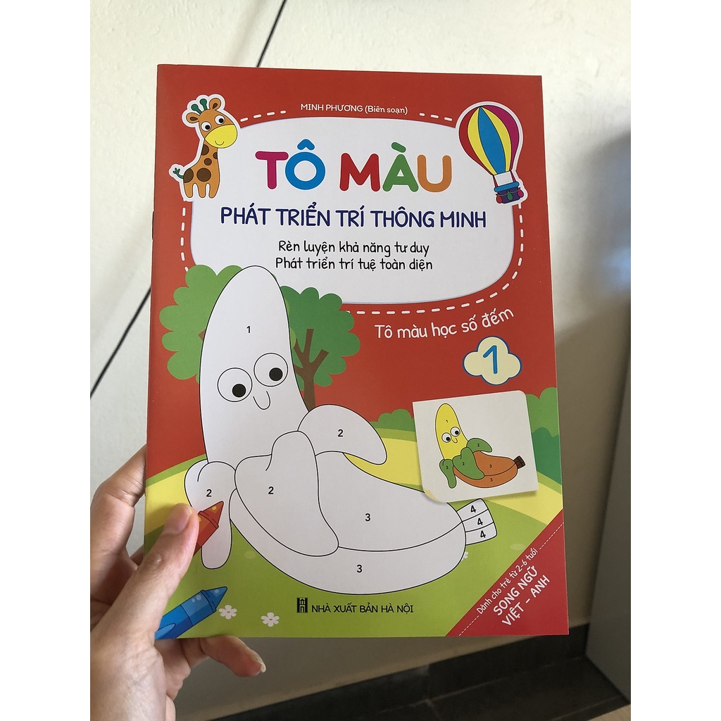 Sách - Bộ 8 cuốn tô màu phát triển trí thông minh dành cho bé 2-6 tuổi song ngữ việt anh phát triển trí tuệ