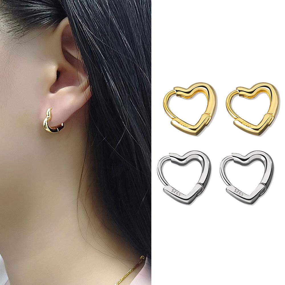 Khuyên Tai Dạng Vòng Phối Khóa Hình Trái Tim Bằng Đồng Nhiều Màu Dễ Thương Cho Nữ