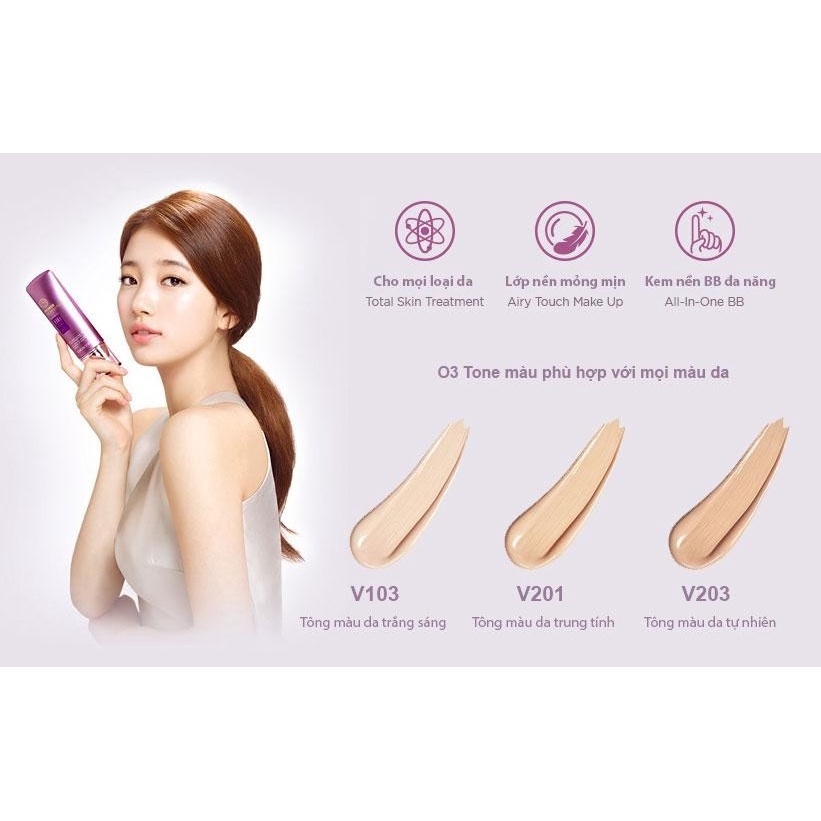 Kem Nền Đa Năng BB Cream Power Perfection SPF37 PA++ V201 40g - The Face Shop Hàn Quốc (Tím)