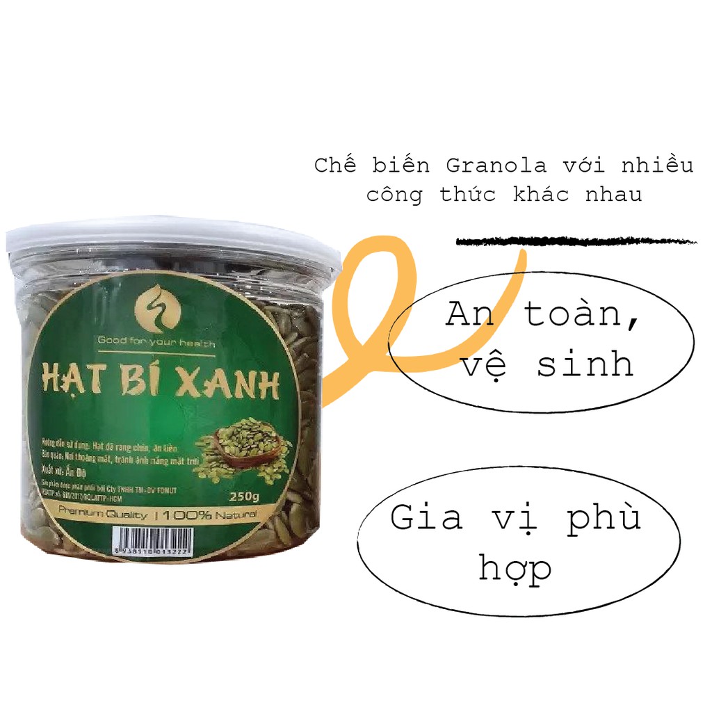 Combo 4 món nguyên liệu thô chế biến Granola giảm cân, ăn kiêng, tự chế biến gồm yến mạch, hạt bí, hạt mứt hoa quả