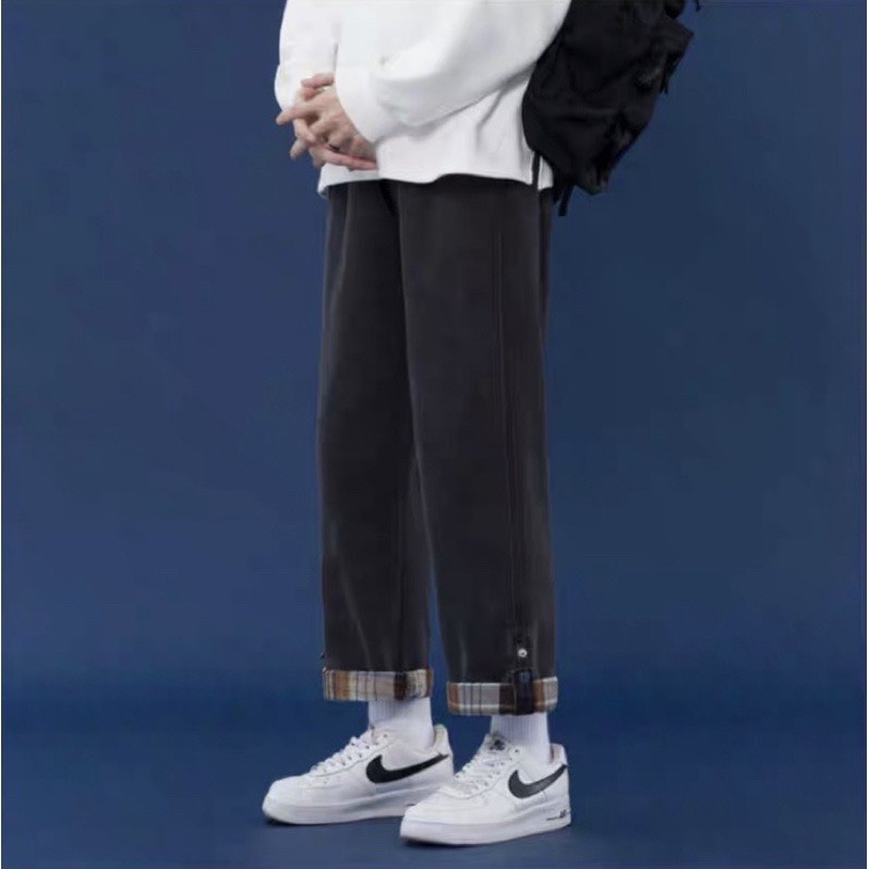 Quần bò nam nữ ống suông xắn gấu - Quần jean ống rộng  unisex cực chất