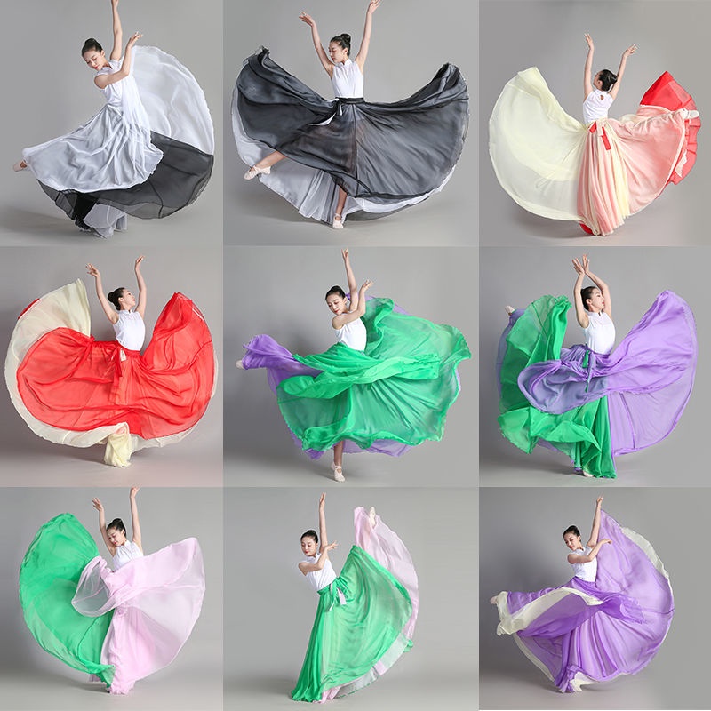 Chân Váy Xòe Hai Lớp 720 Độ Dùng Tập Múa Phong Cách Trung Hoa