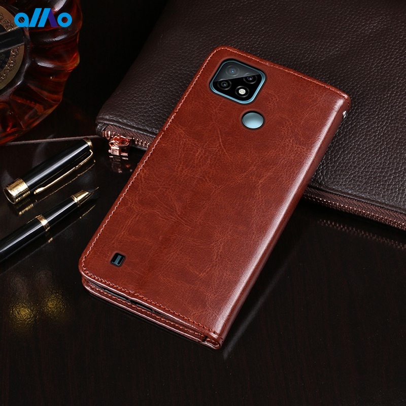 Bao Da Nắp Gập Kiểu Ví Phong Cách Doanh Nhân Sang Trọng Cho realme c67 c21y c25s c21 c20 c15 c12 c11 realme c21y