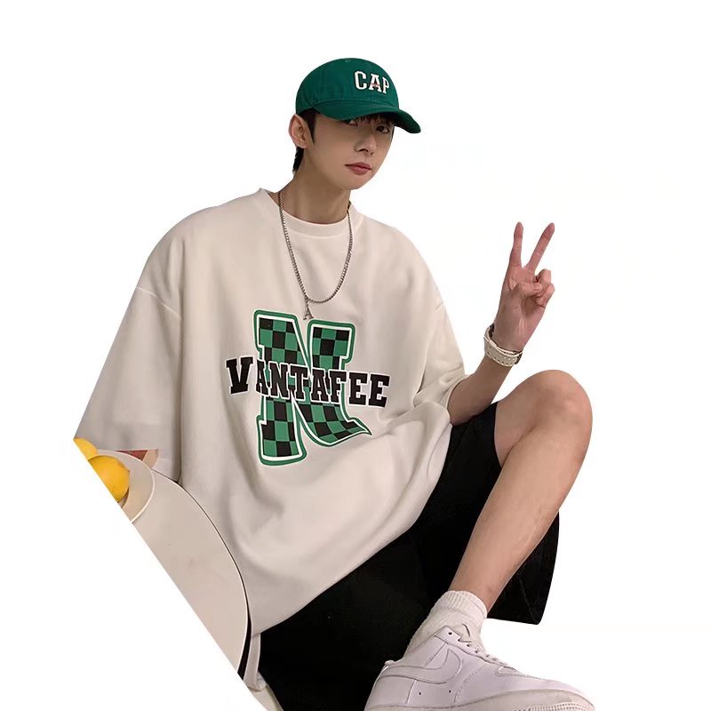 Áo Thun Dáng Rộng In Chữ Phong Cách Hip Hop Hàn Quốc Thời Trang Mùa Hè Cho Nam Cỡ M-8XL