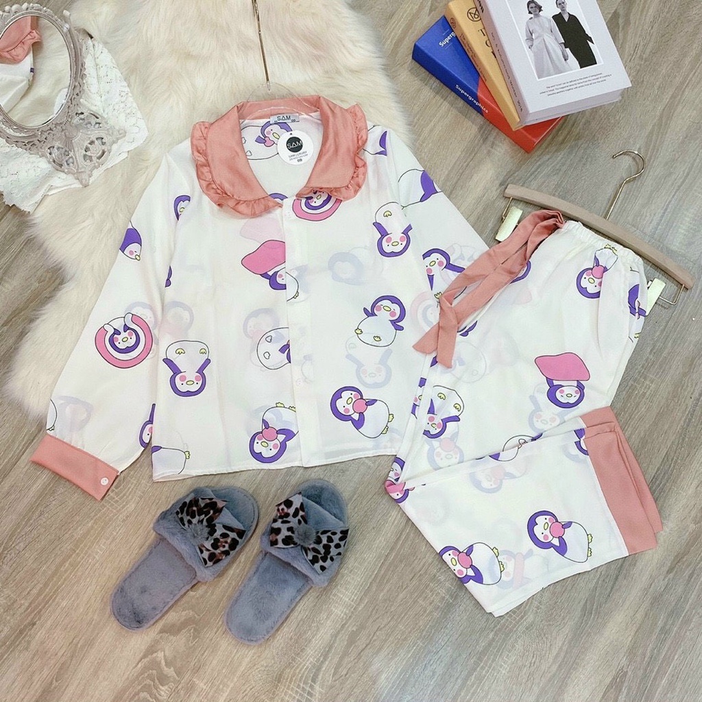 Đồ Bộ Pijama mặc nhà - Bộ Lụa Mango Sam & Charm Dài Tay Hoạ Tiết Cao Cấp - Đi ngủ cũng phải xinh | BigBuy360 - bigbuy360.vn