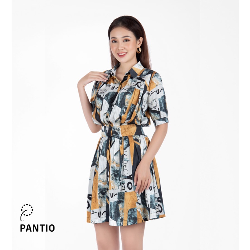 Đầm công sở hoạ tiết bo eo FDC52996 - PANTIO