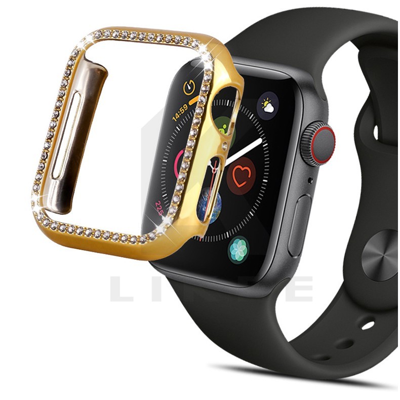 Ốp bảo vệ PC đính đá lấp lánh cho Apple Watch T500 T5 5 4 3 2 44mm 42mm 40mm 38mm