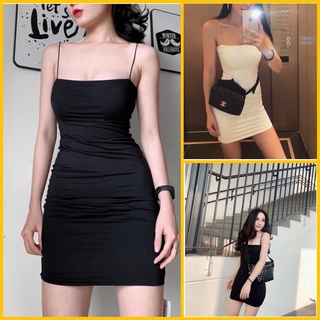 Đầm Hai Dây, Đầm Body Hai Dây Cọng Bún, Đầm Dáng Ôm Co Giãn, Đầm Chất Thun Borip, Dày Mịn Đẹp, Mặc Thoải Mái, Cá Tính