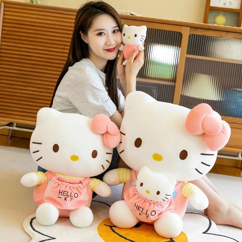 Gấu bông mèo kitty dễ thương, kitty ôm baby Hàng Cao Cấp 100% Bông Gòn Trắng An Toàn, quà tặng cho bé