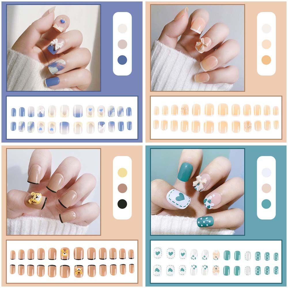 Móng Tay Giả Dáng Dài Che Phủ Toàn Diện Phong Cách Pháp