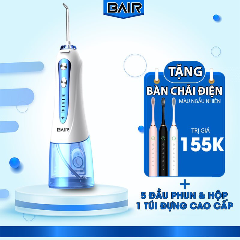 Máy tăm nước Bair BF8 Pro, tăm nước chính hãng bảo hành 6 tháng (Màu trắng xanh)