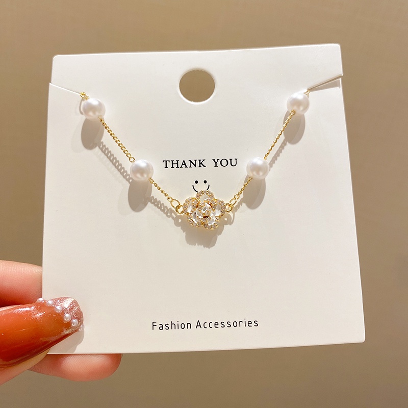 Phong cách Hàn Quốc Nữ Mạ vàng Vòng tay đính hạt Ngọc trai