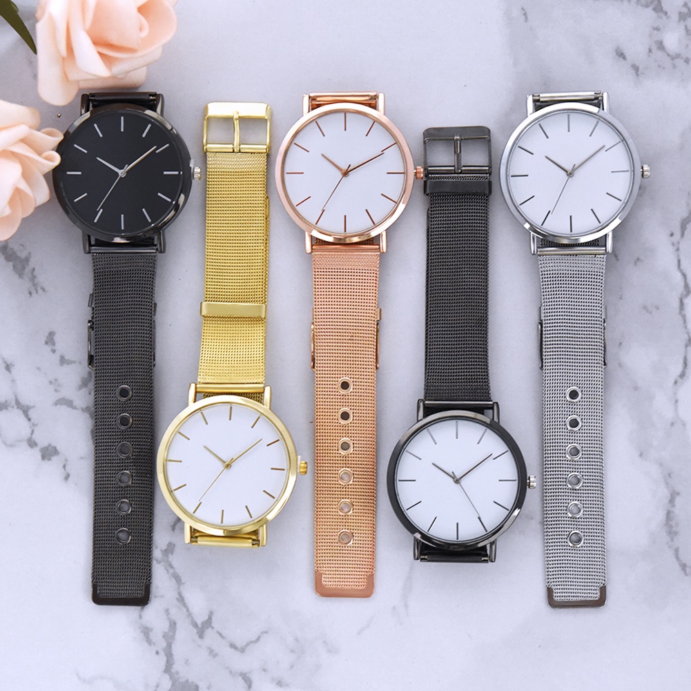 Đồng Hồ Analog Máy Quartz Mặt Tròn Với Dây Đeo Hợp Kim