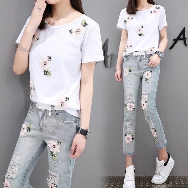 Set áo phông + quần bò