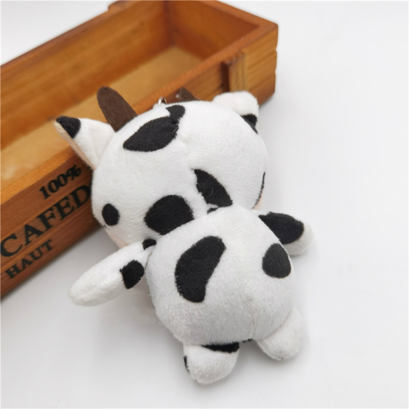 Cod Qipin Lovely 10cm Funny Keyring Cartoon Stuffed Milk Cow Face Keychains Bag Pendant Decor