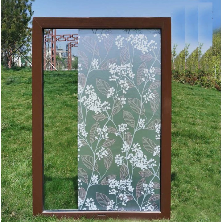 Cuộn 5m dán kính HOA LÁ HỒNG khổ rộng 45cm