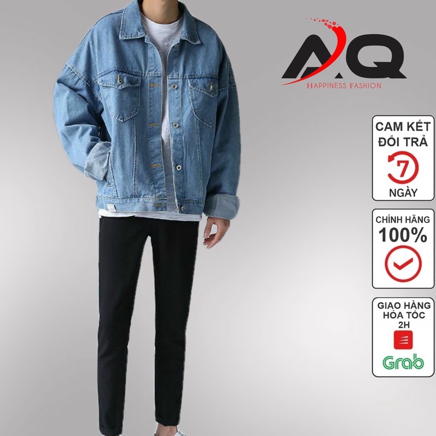 Áo Jean ❤️ Áo Bò Nam Nữ BASIC Xanh Đen Trơn Unisex cao cấp thời trang phong cách đường phố- AQ STORE